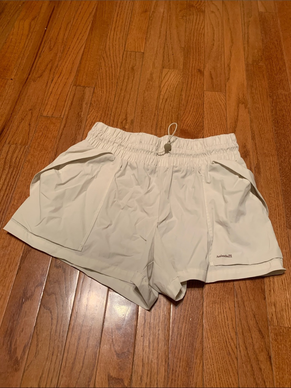 Avalanche Cream Elastic-Waist Athletic Shorts